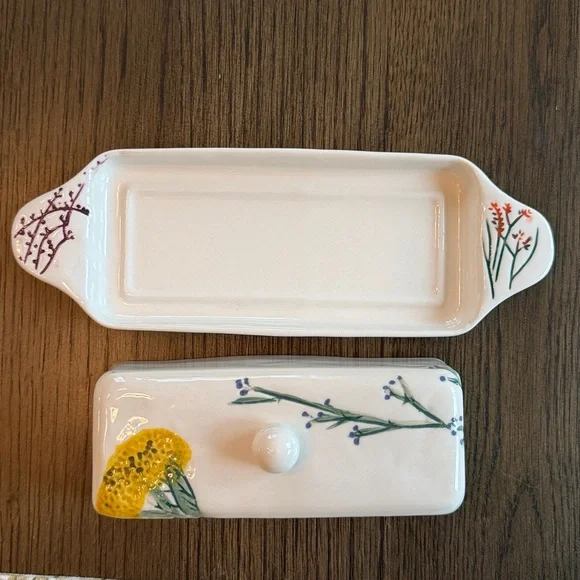 Anthropologie Floral Ceramic Butter Dish - Picture 2 of 3